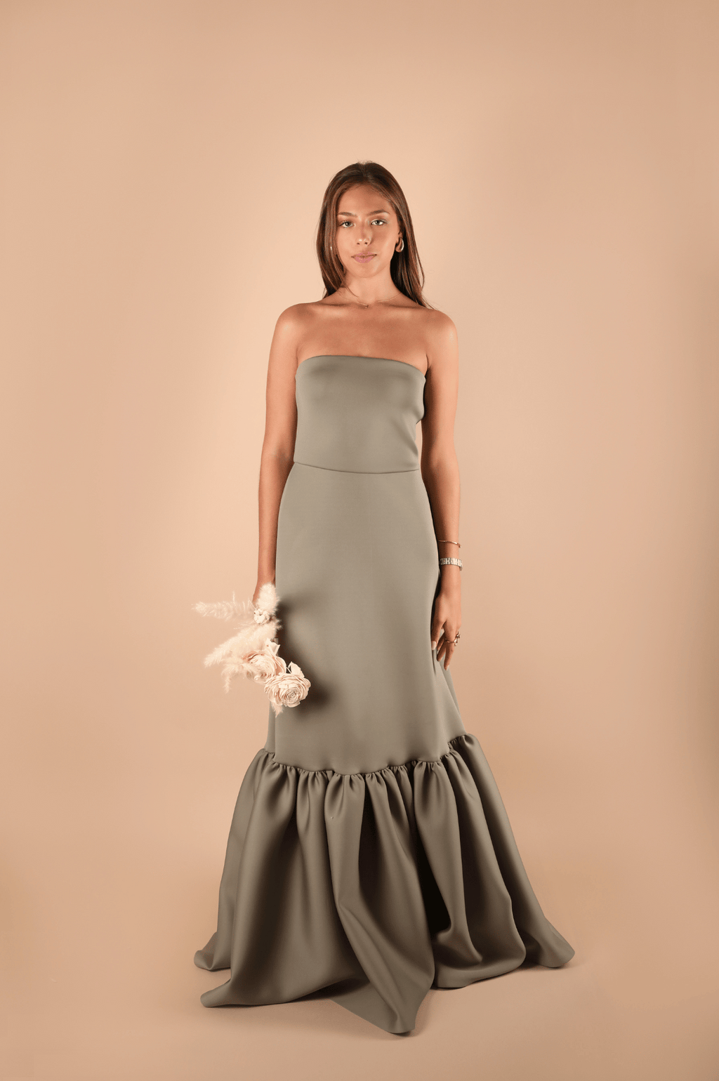 Ruffle Hem Strapless Dress