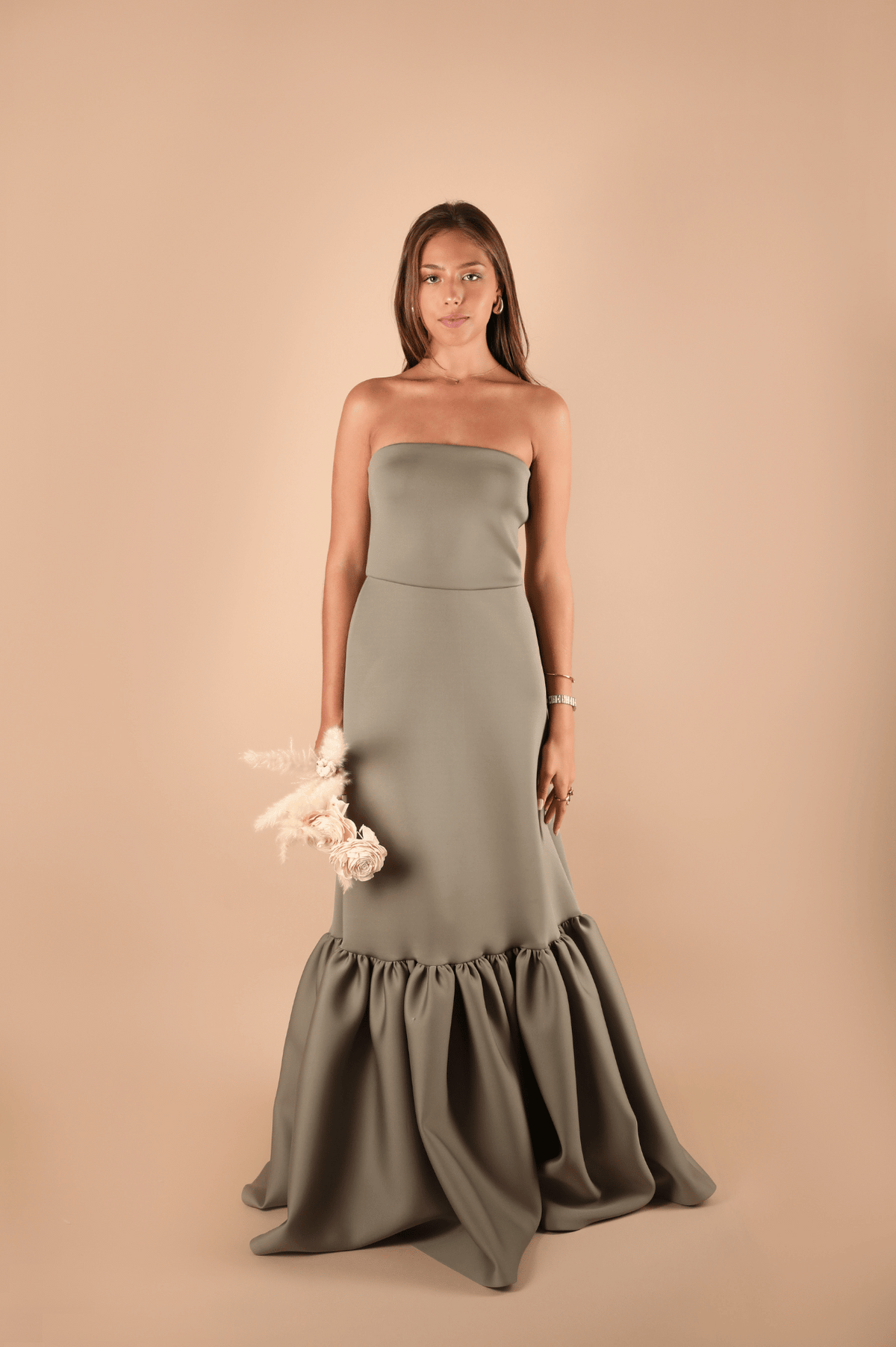 Ruffle Hem Strapless Dress