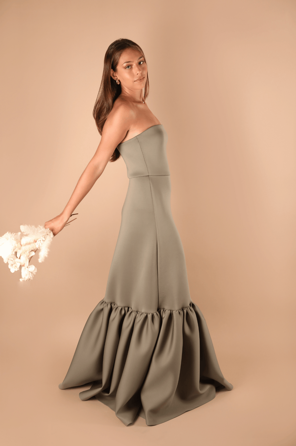 Ruffle Hem Strapless Dress