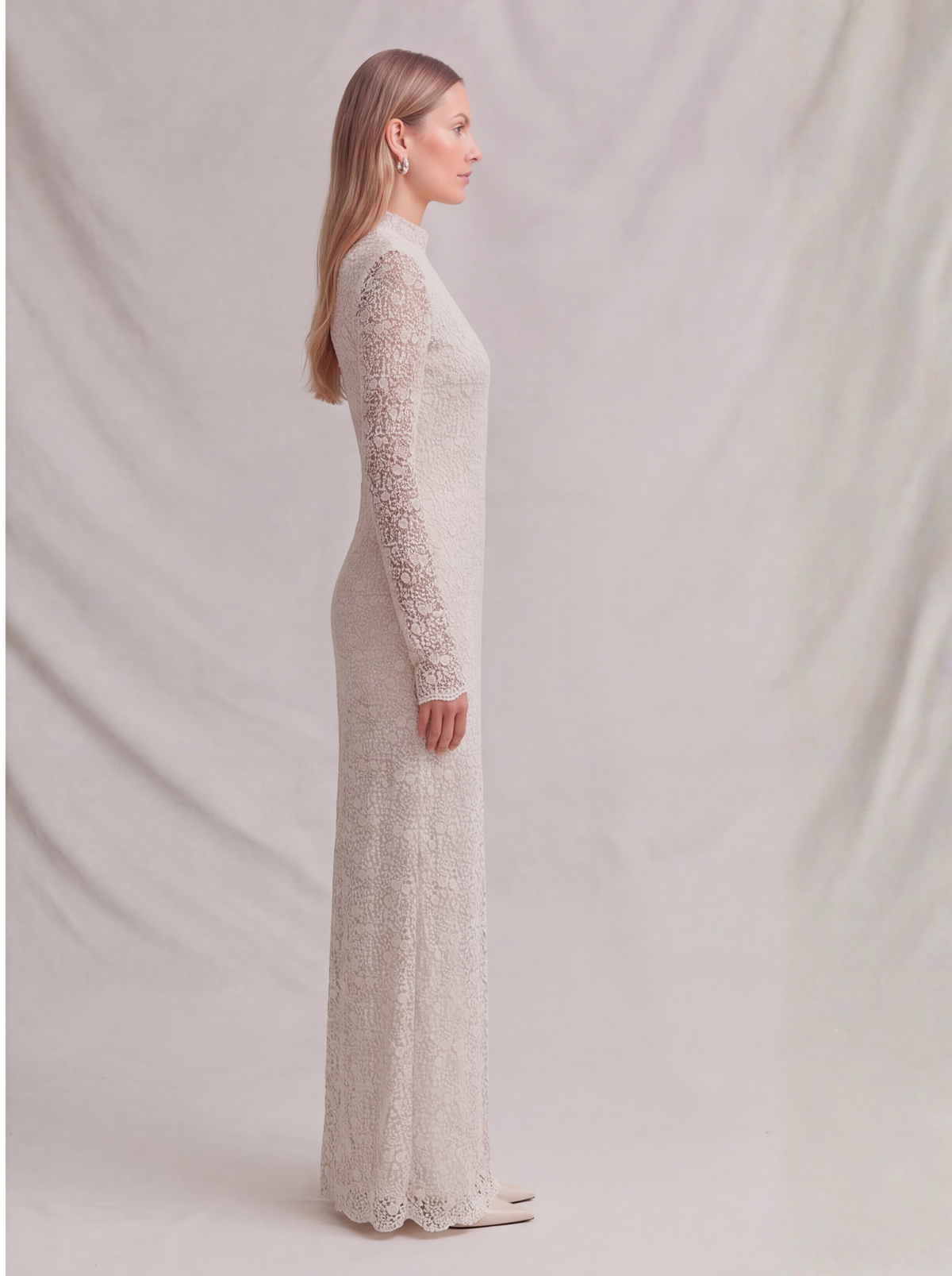 Alba White Long Sleeves Dress