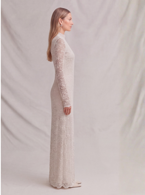 Alba White Long Sleeves Dress