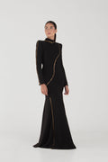 Rina Black Long Sleeves Dress