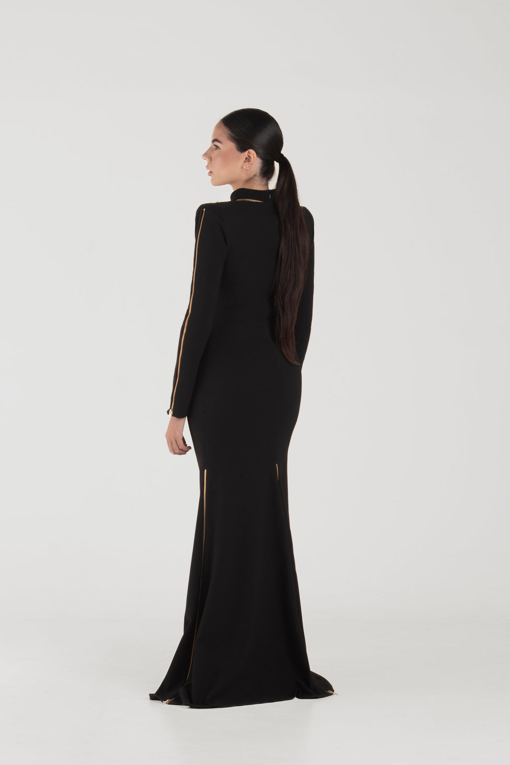 Rina Black Long Sleeves Dress
