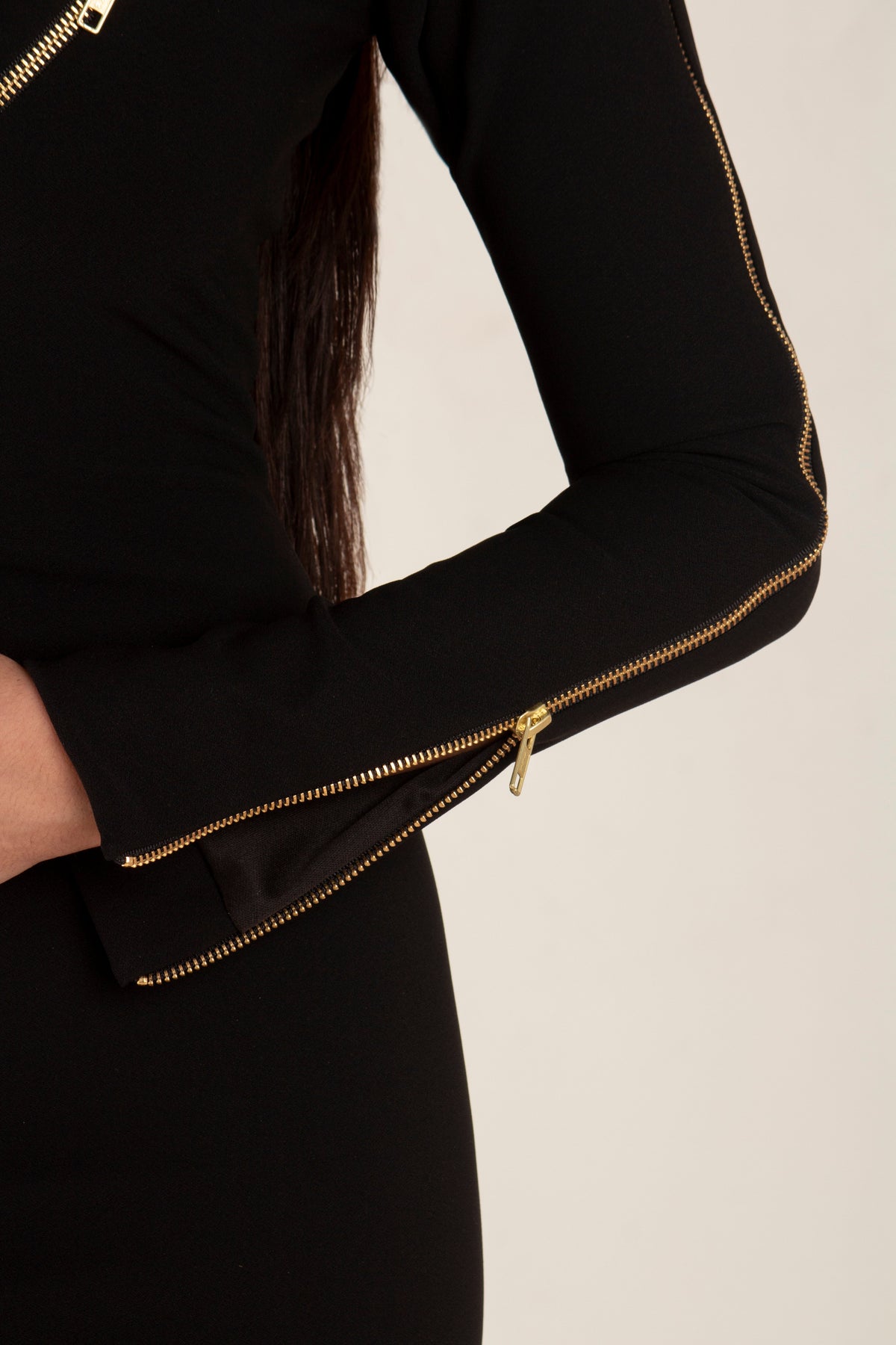 Rina Black Long Sleeves Dress