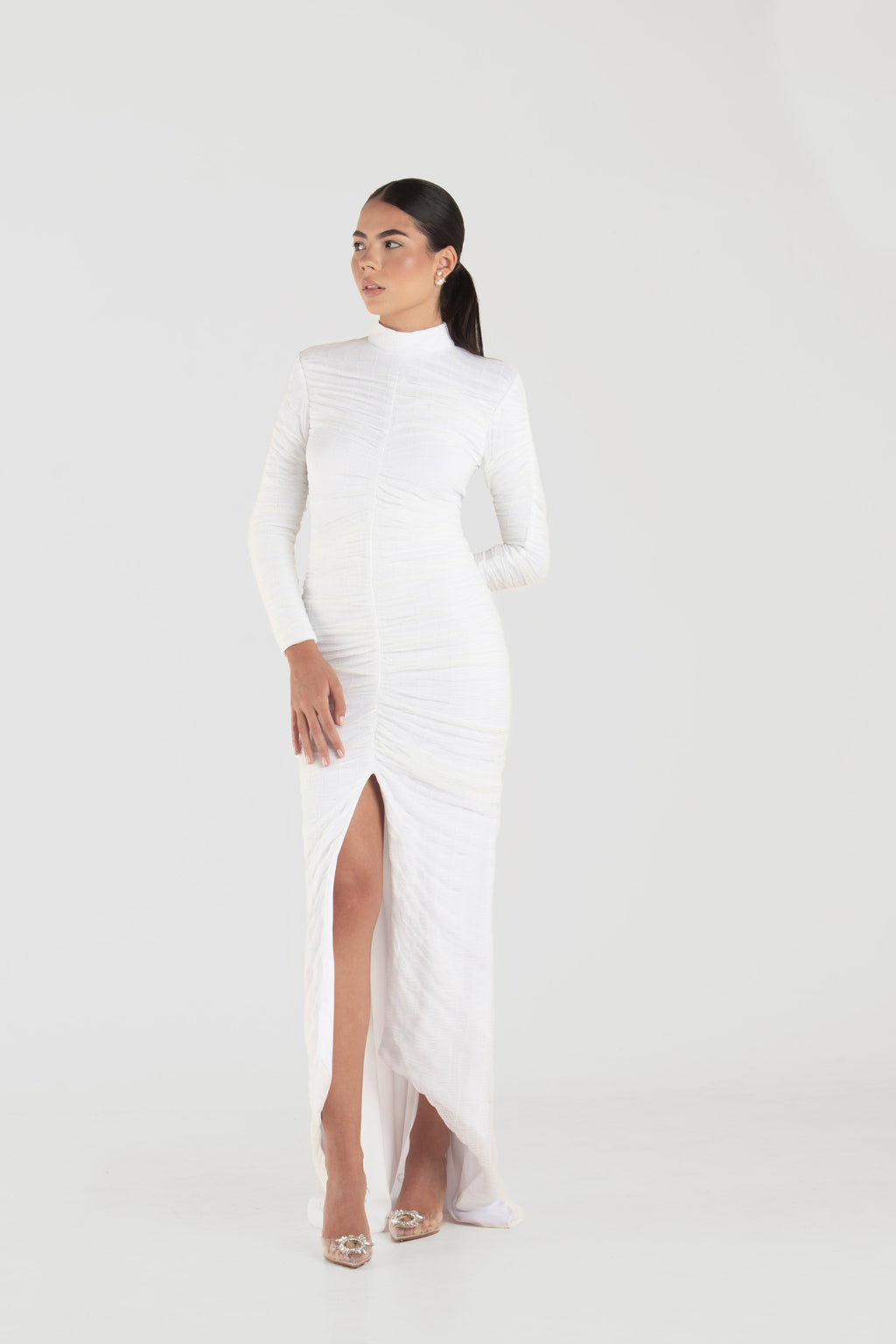 Nina White Long Sleeves Dress